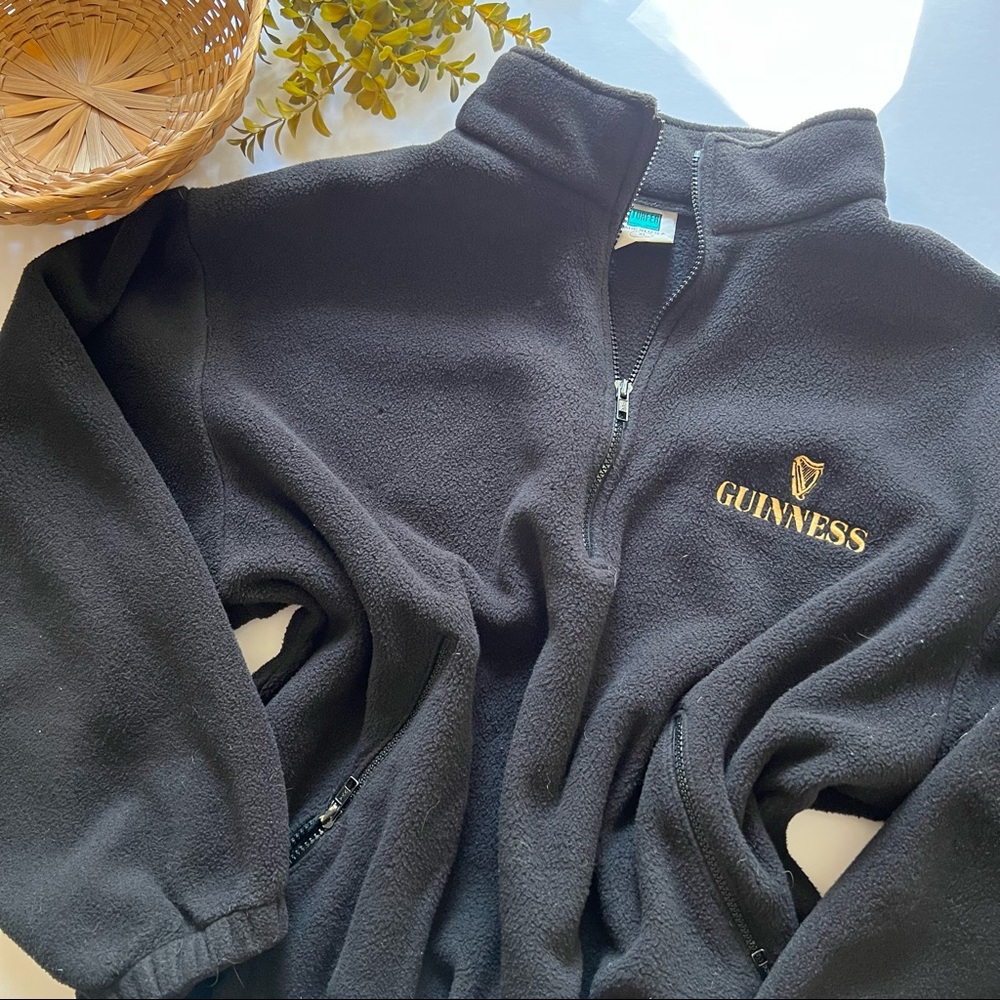 SOLD | Vintage Guinness Black Fleece Zip-Up Jacket - Picture 2 of 9